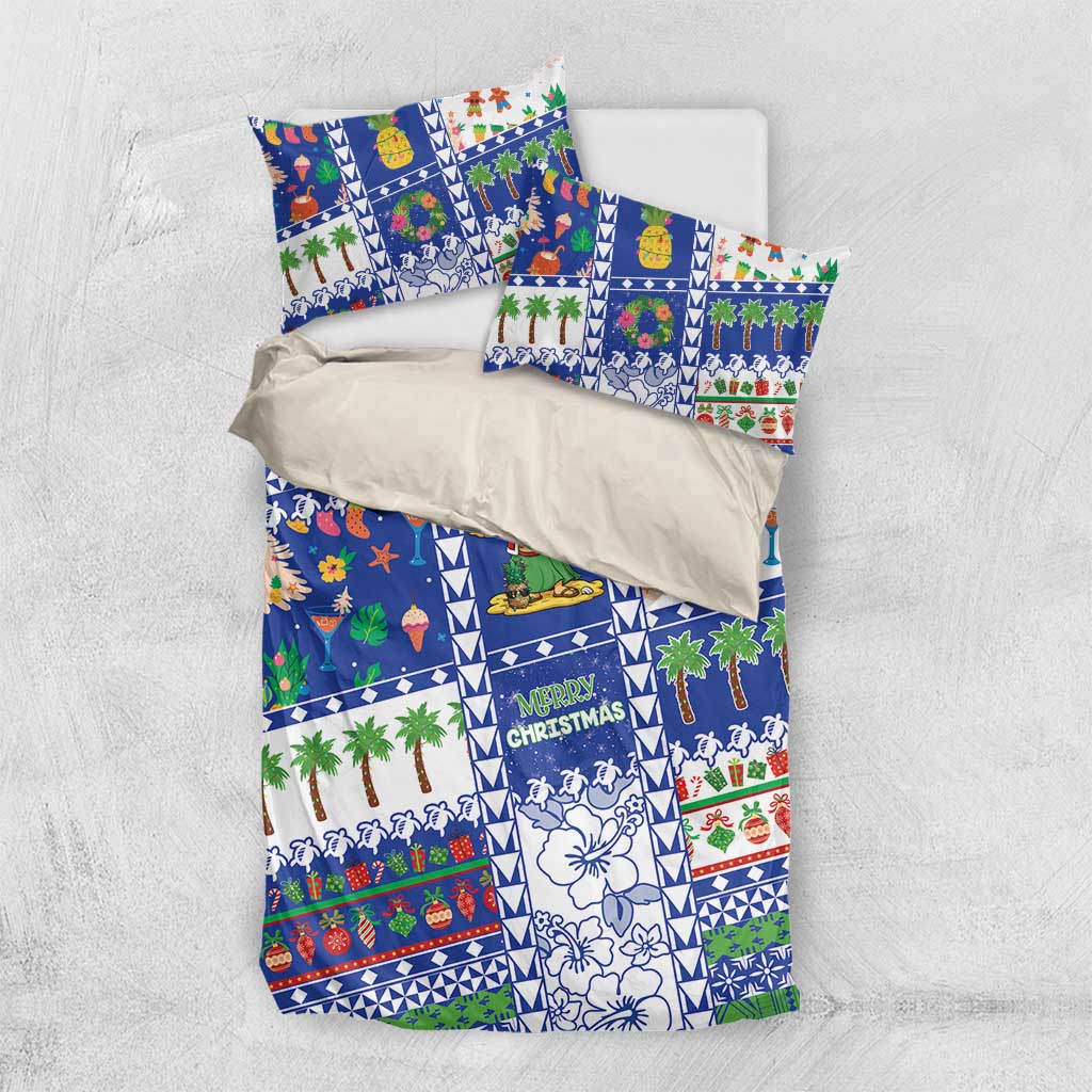 Northern Mariana Islands Christmas Bedding Set Festive Beach Vibes - Polynesian Pride