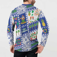 Northern Mariana Islands Christmas Button Sweatshirt Festive Beach Vibes - Polynesian Pride