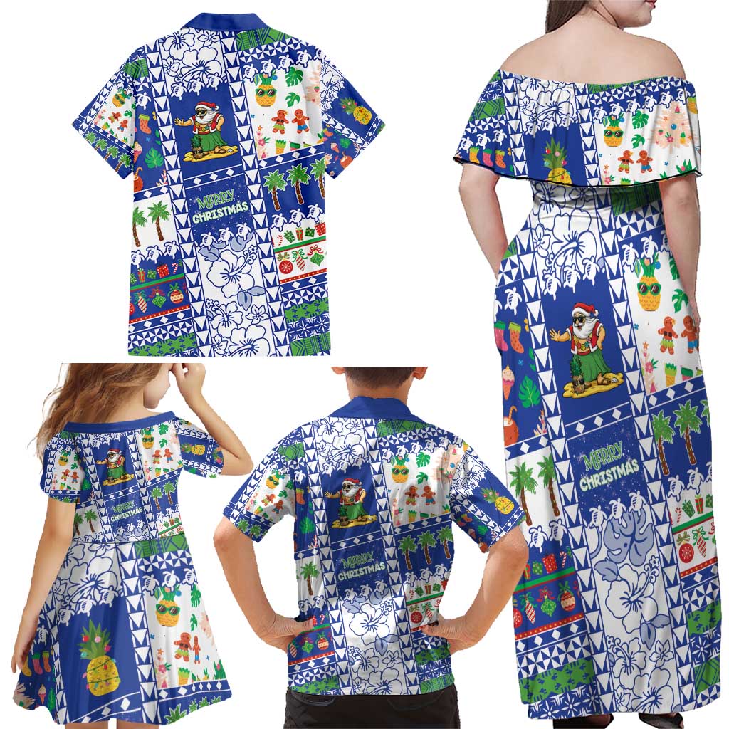 Northern Mariana Islands Christmas Family Matching Off Shoulder Maxi Dress and Hawaiian Shirt Festive Beach Vibes - Polynesian Pride