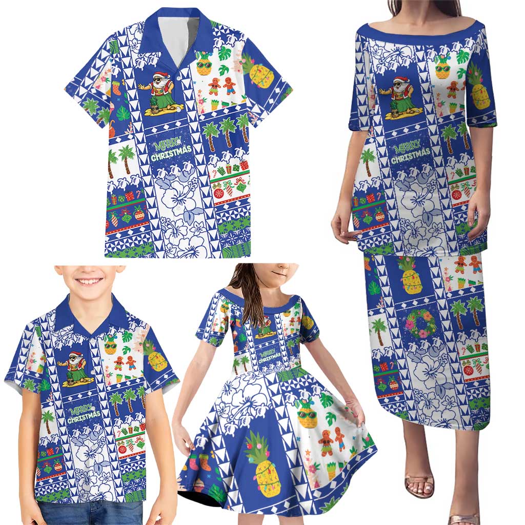 Northern Mariana Islands Christmas Family Matching Puletasi and Hawaiian Shirt Festive Beach Vibes - Polynesian Pride