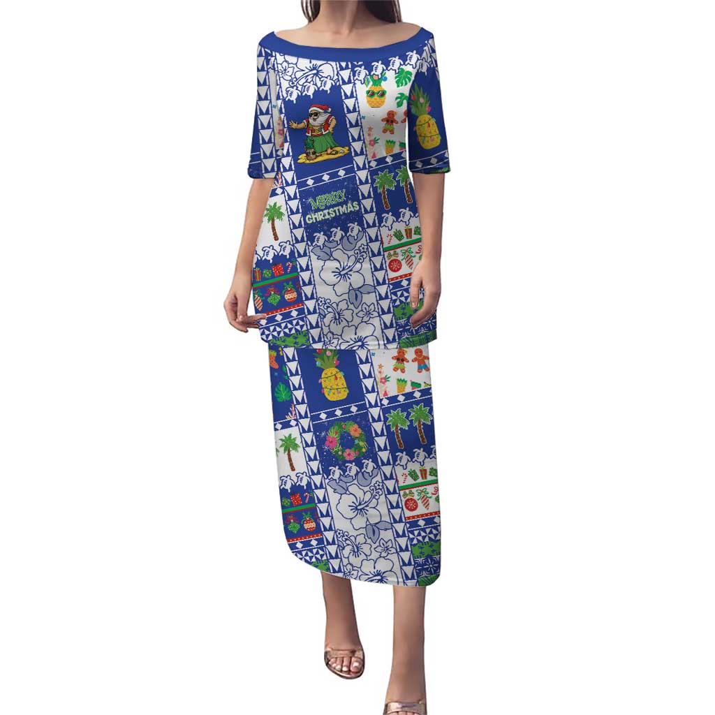 Northern Mariana Islands Christmas Family Matching Puletasi and Hawaiian Shirt Festive Beach Vibes - Polynesian Pride