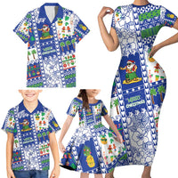 Northern Mariana Islands Christmas Family Matching Short Sleeve Bodycon Dress and Hawaiian Shirt Festive Beach Vibes - Polynesian Pride