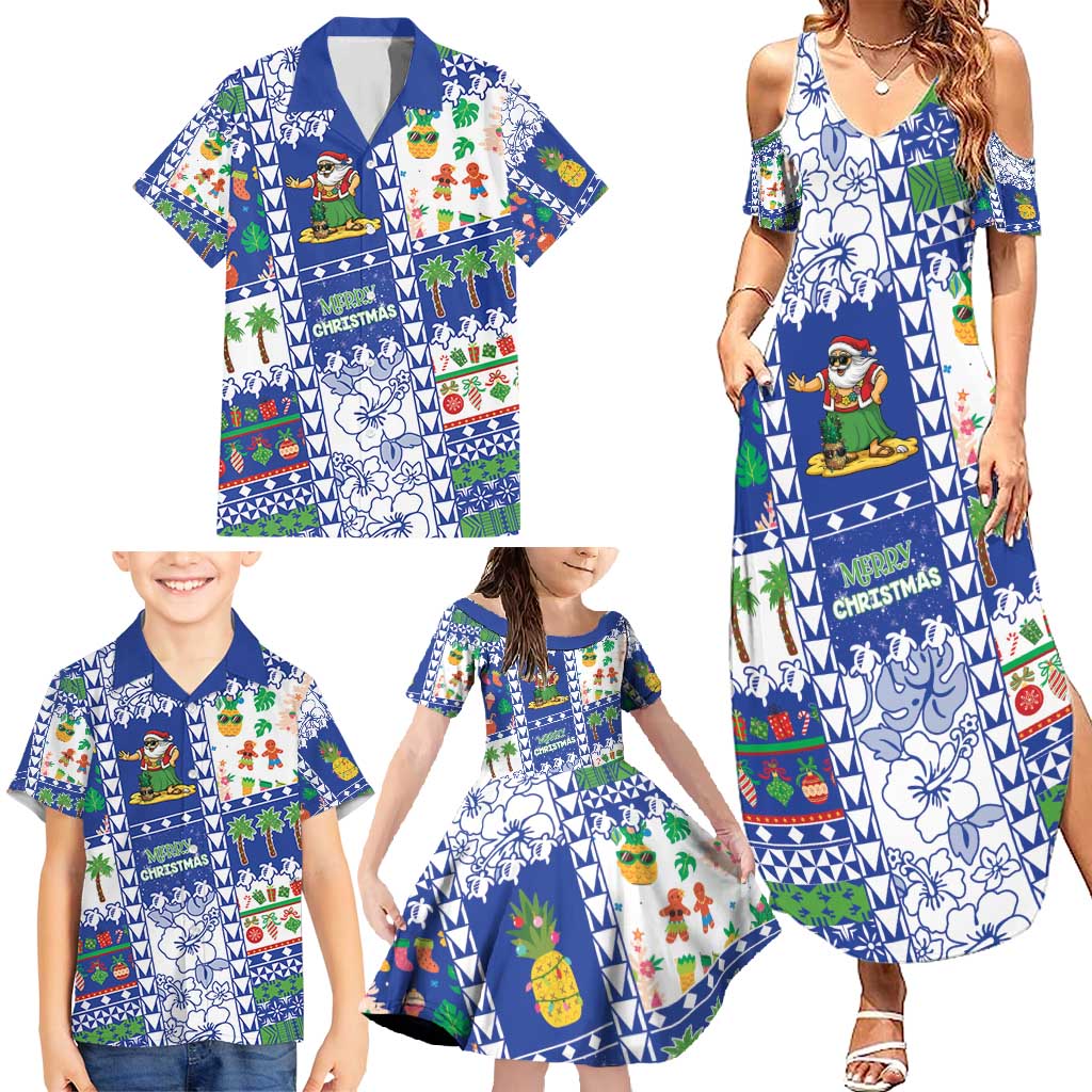 Northern Mariana Islands Christmas Family Matching Summer Maxi Dress and Hawaiian Shirt Festive Beach Vibes - Polynesian Pride