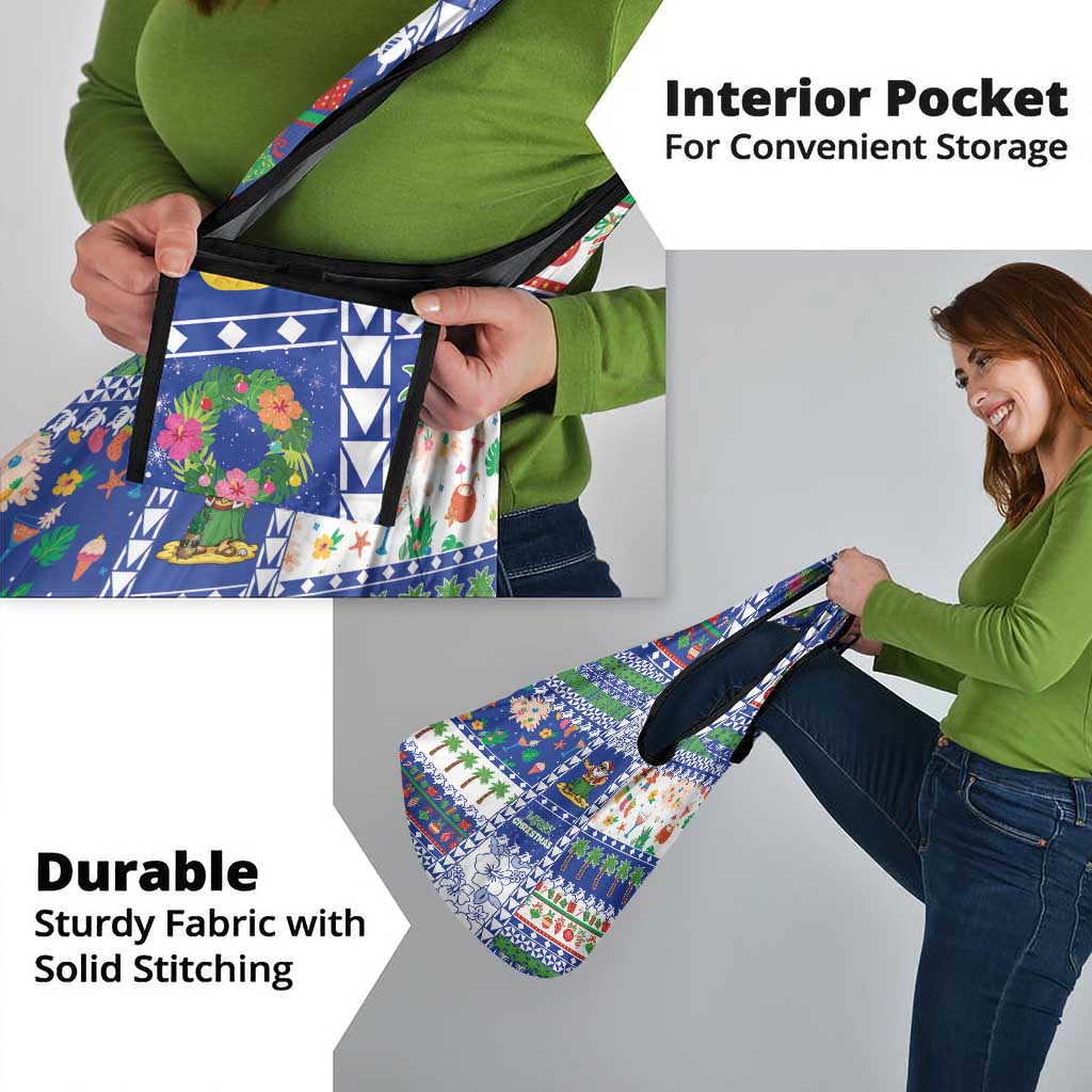 Northern Mariana Islands Christmas Grocery Bag Festive Beach Vibes - Polynesian Pride