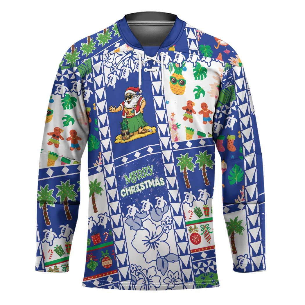 Northern Mariana Islands Christmas Hockey Jersey Festive Beach Vibes - Polynesian Pride