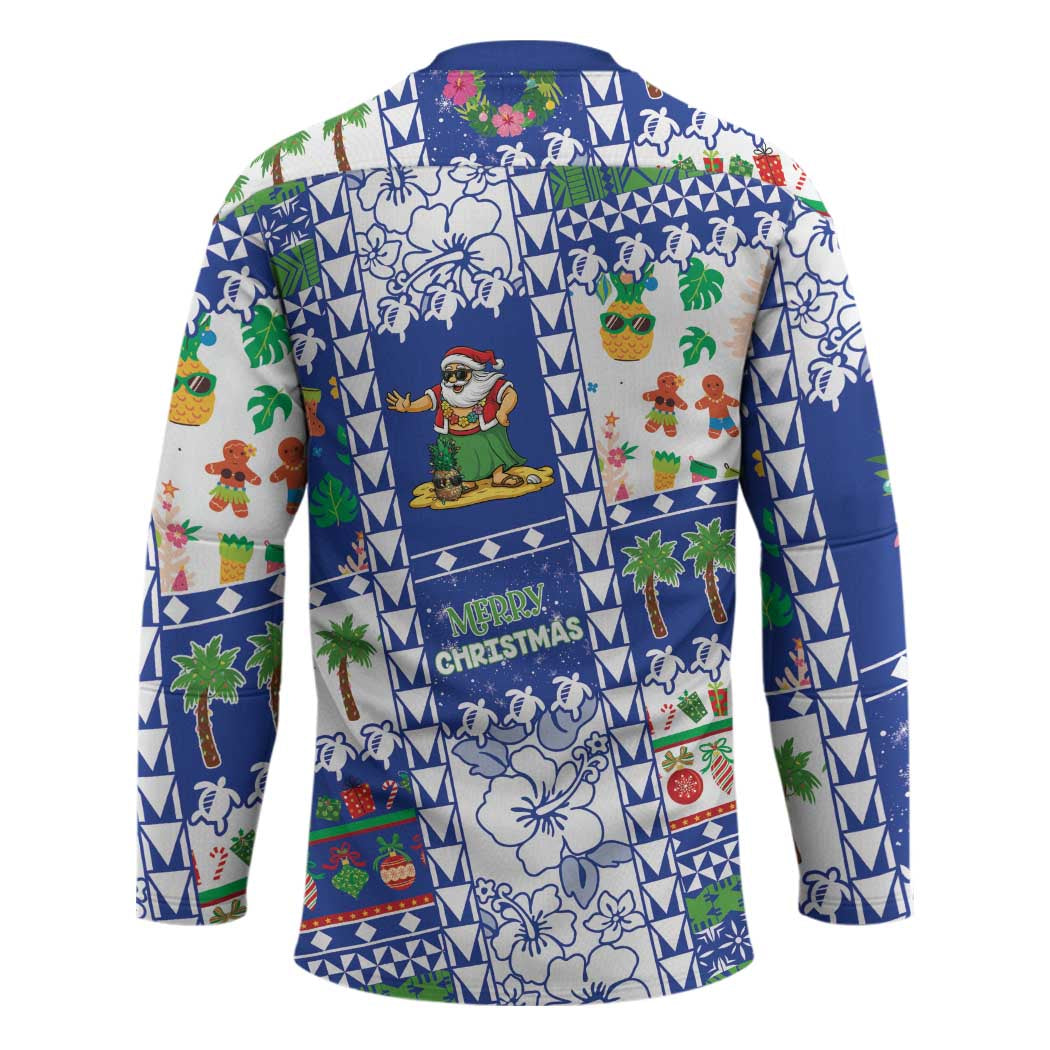 Northern Mariana Islands Christmas Hockey Jersey Festive Beach Vibes - Polynesian Pride