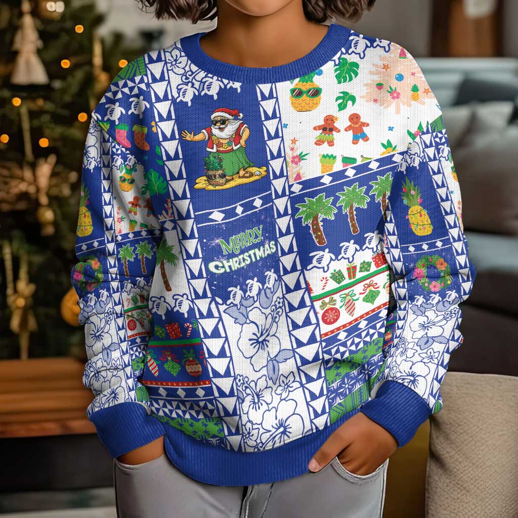 Northern Mariana Islands Christmas Kid Ugly Christmas Sweater Festive Beach Vibes LT05 - Polynesian Pride