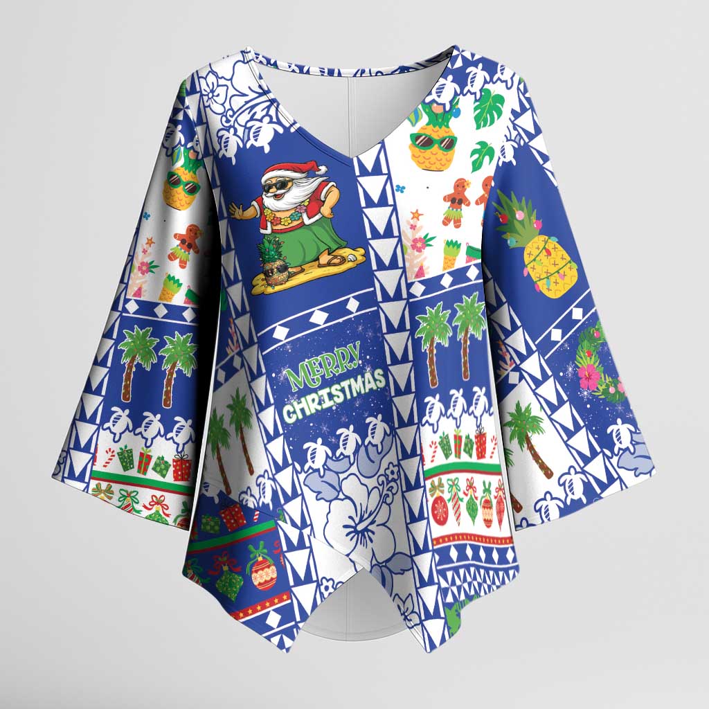 Northern Mariana Islands Christmas Kimono Sleeve Blouse Festive Beach Vibes - Polynesian Pride