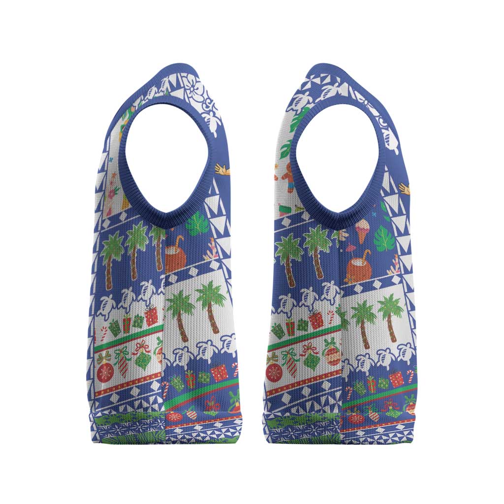 Northern Mariana Islands Christmas Knitted V-Neck Vest Festive Beach Vibes LT05 - Polynesian Pride