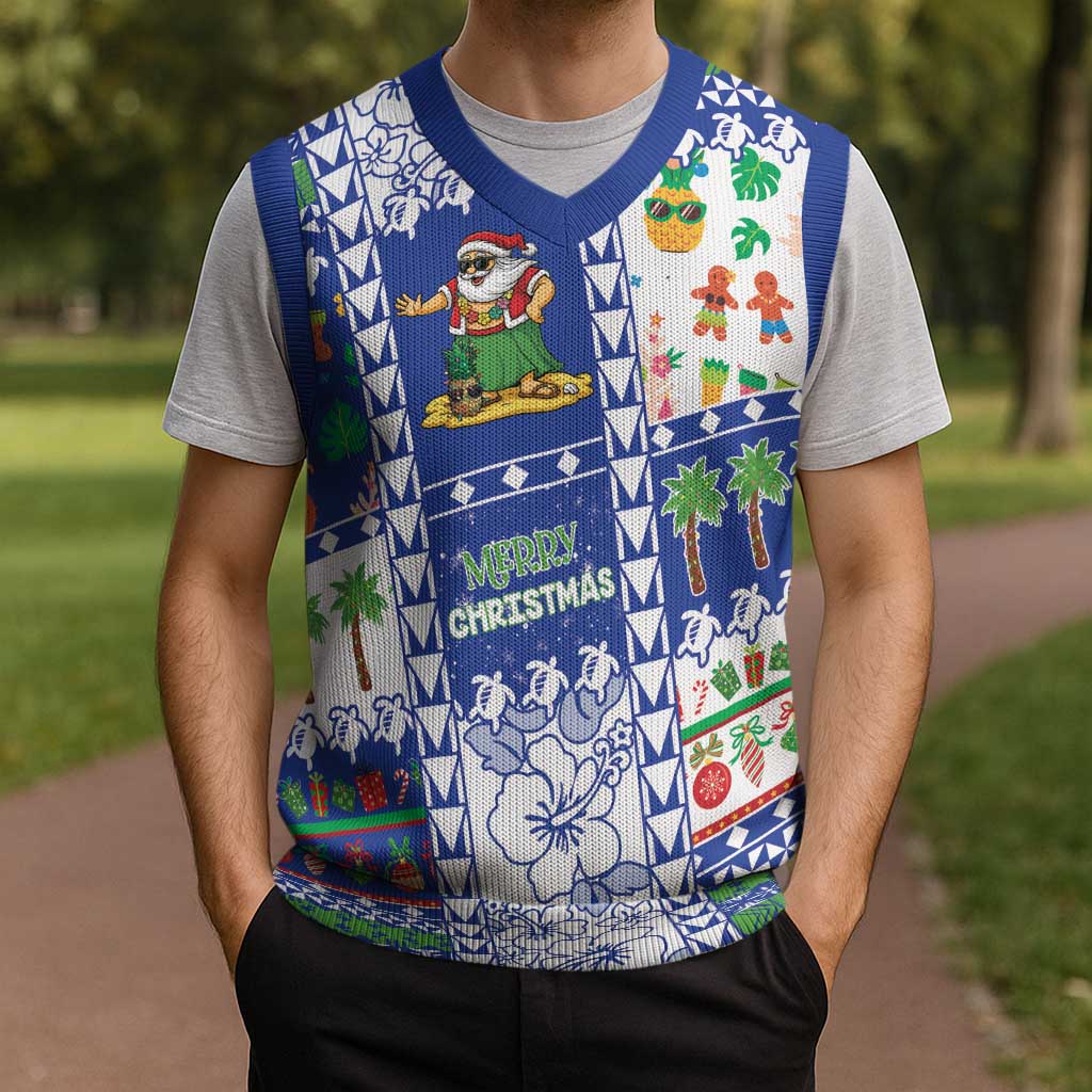 Northern Mariana Islands Christmas Knitted V-Neck Vest Festive Beach Vibes LT05 - Polynesian Pride