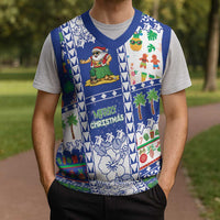 Northern Mariana Islands Christmas Knitted V-Neck Vest Festive Beach Vibes LT05 - Polynesian Pride