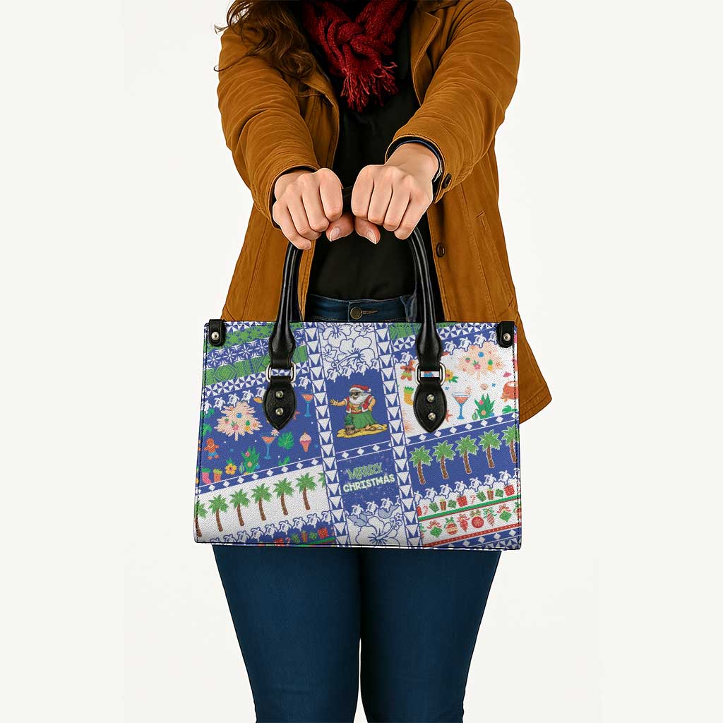 Northern Mariana Islands Christmas Leather Bag Festive Beach Vibes - Polynesian Pride