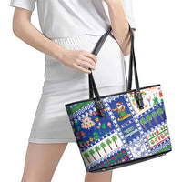 Northern Mariana Islands Christmas Leather Tote Bag Festive Beach Vibes - Polynesian Pride