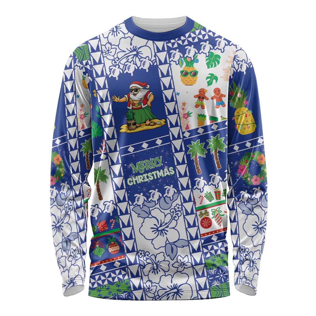 Northern Mariana Islands Christmas Long Sleeve Shirt Festive Beach Vibes - Polynesian Pride