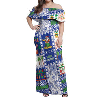 Northern Mariana Islands Christmas Off Shoulder Maxi Dress Festive Beach Vibes - Polynesian Pride