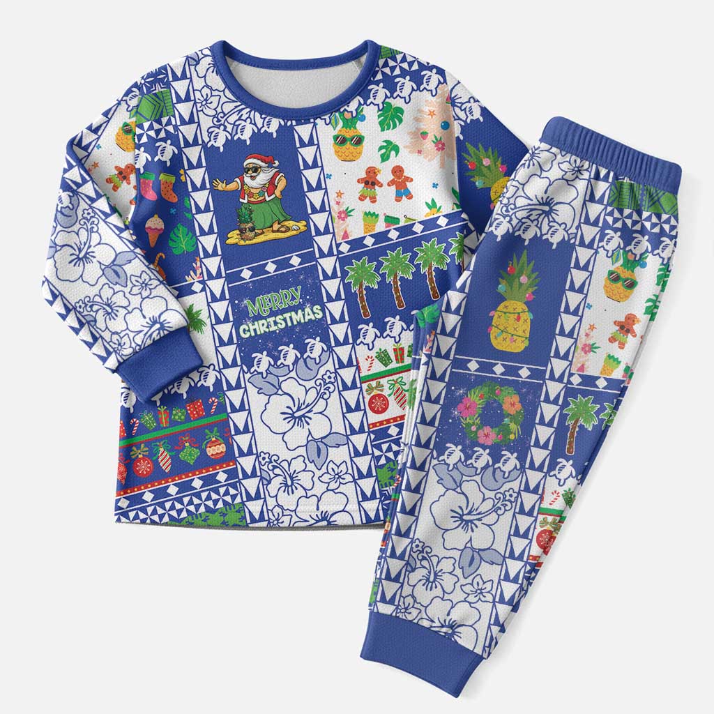 Northern Mariana Islands Christmas Pajama Set Festive Beach Vibes LT05 Men Blue - Polynesian Pride