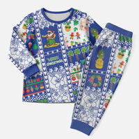 Northern Mariana Islands Christmas Pajama Set Festive Beach Vibes LT05 Men Blue - Polynesian Pride