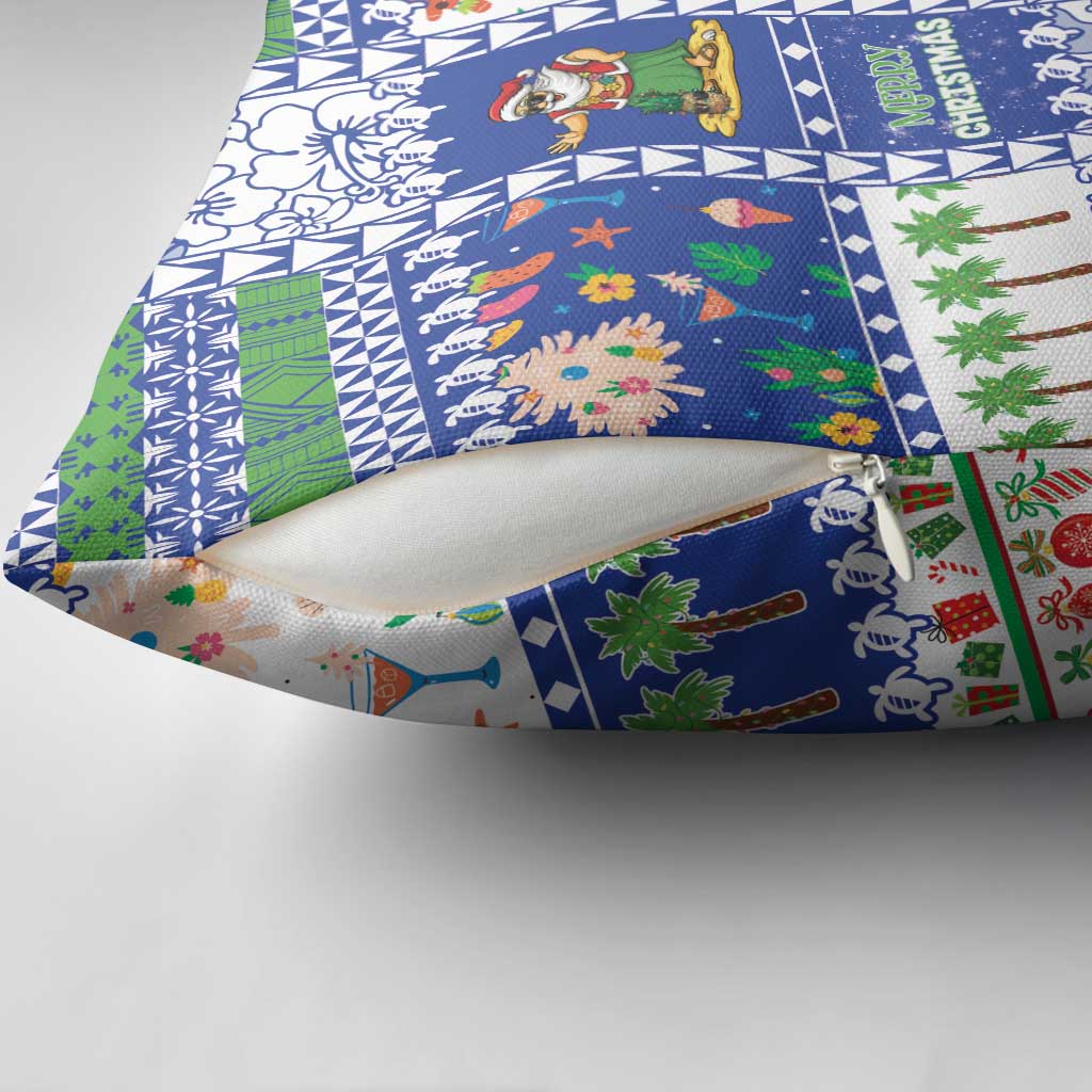Northern Mariana Islands Christmas Pillow Cover Festive Beach Vibes - Polynesian Pride