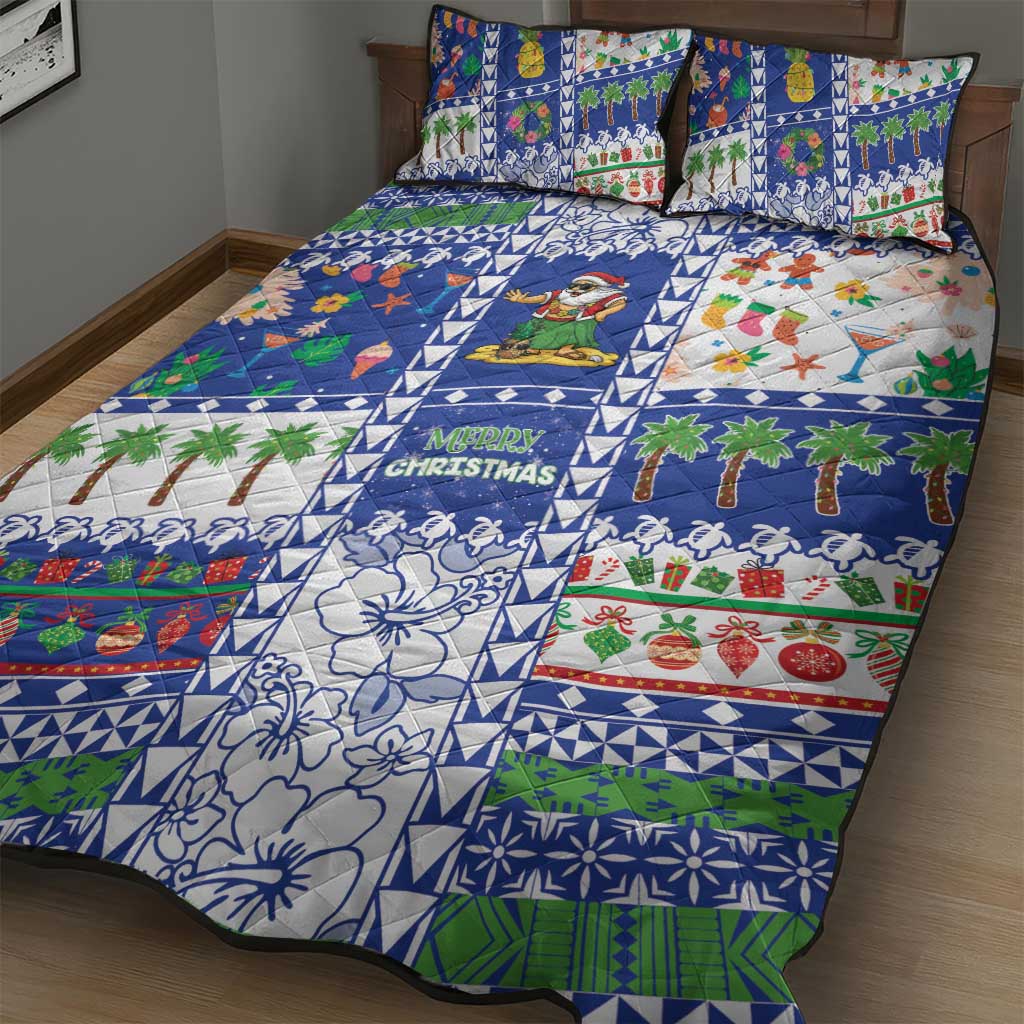 Northern Mariana Islands Christmas Quilt Bed Set Festive Beach Vibes - Polynesian Pride