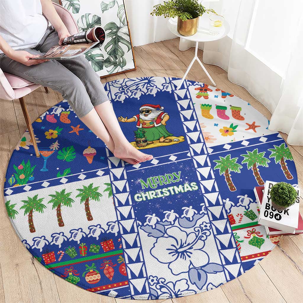 Northern Mariana Islands Christmas Round Carpet Festive Beach Vibes - Polynesian Pride