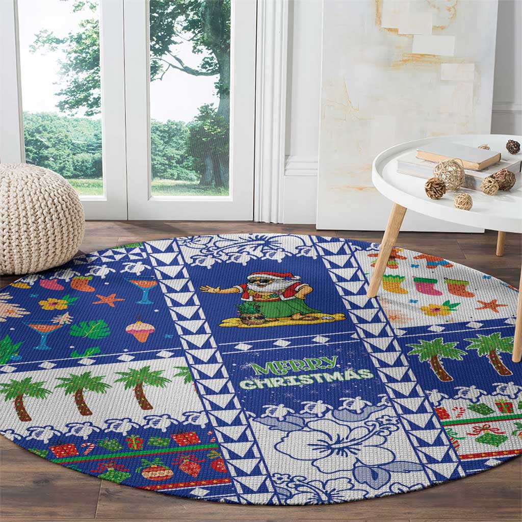 Northern Mariana Islands Christmas Round Carpet Festive Beach Vibes - Polynesian Pride