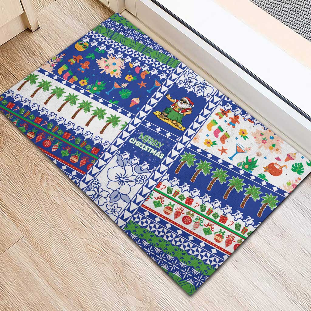 Northern Mariana Islands Christmas Rubber Doormat Festive Beach Vibes - Polynesian Pride