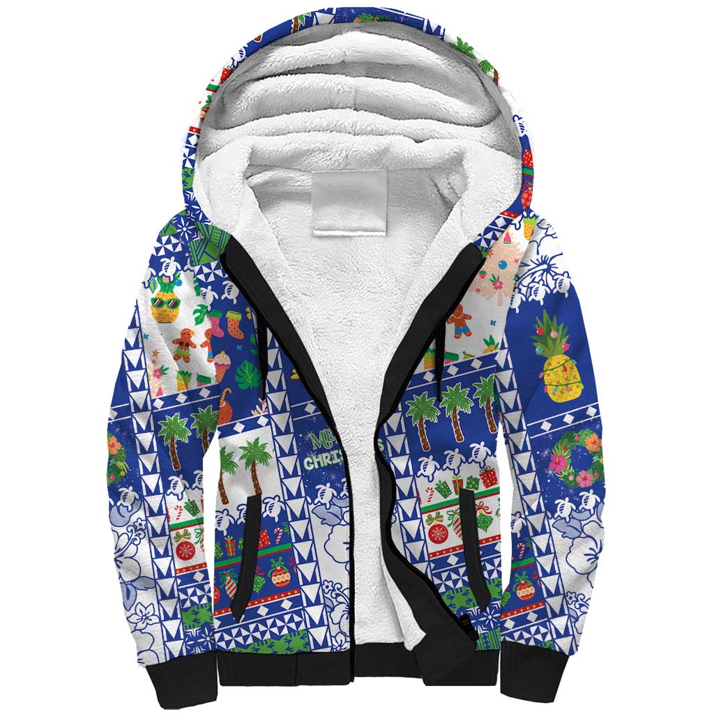 Northern Mariana Islands Christmas Sherpa Hoodie Festive Beach Vibes - Polynesian Pride