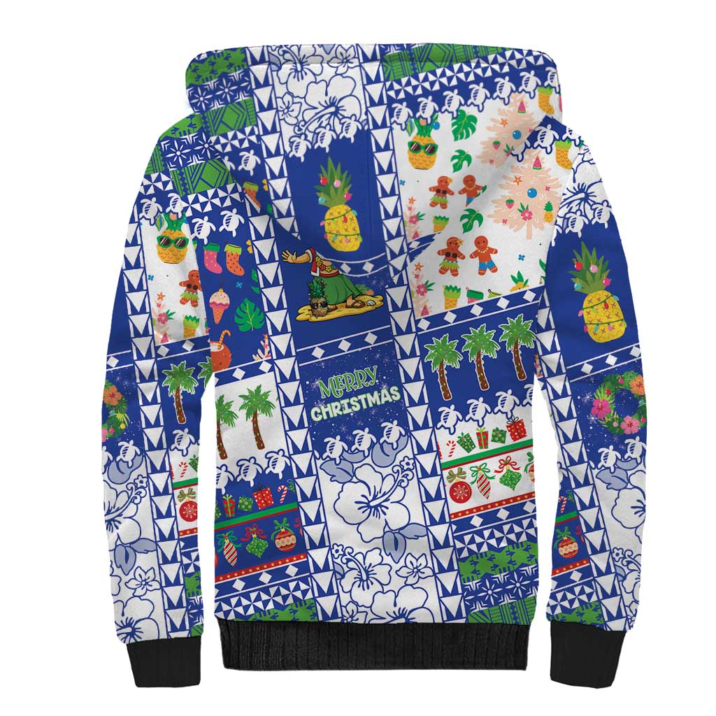 Northern Mariana Islands Christmas Sherpa Hoodie Festive Beach Vibes - Polynesian Pride