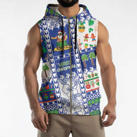 Northern Mariana Islands Christmas Sleeveless Zip Hoodie Festive Beach Vibes - Polynesian Pride