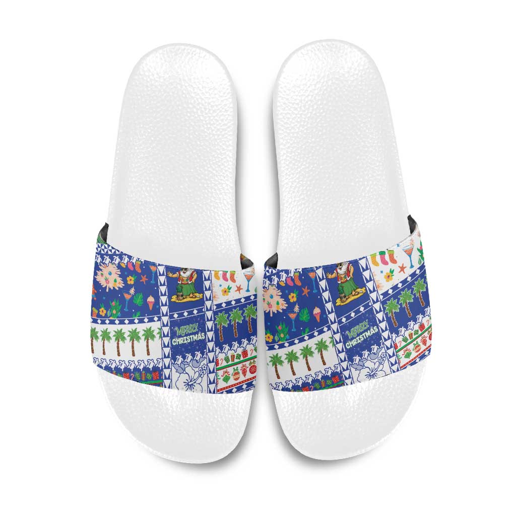 Northern Mariana Islands Christmas Slide Sandals Festive Beach Vibes - Polynesian Pride