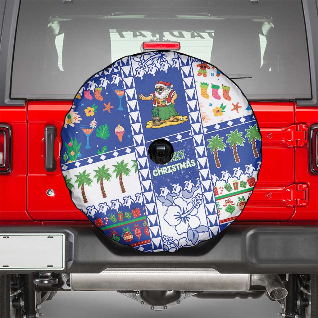 Northern Mariana Islands Christmas Spare Tire Cover Festive Beach Vibes - Polynesian Pride
