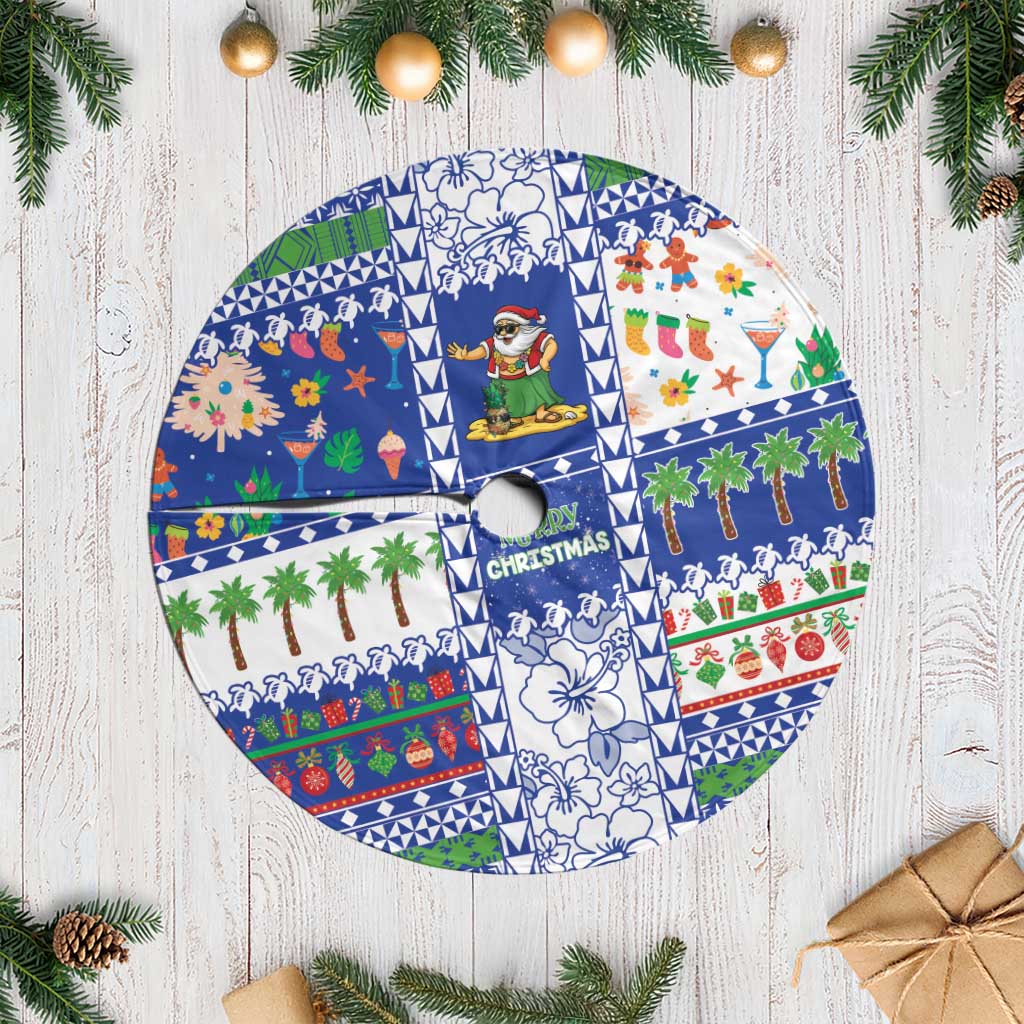 Northern Mariana Islands Christmas Tree Skirt Festive Beach Vibes LT05 Casual Blue - Polynesian Pride