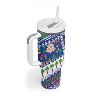 Northern Mariana Islands Christmas Tumbler With Handle Festive Beach Vibes - Polynesian Pride