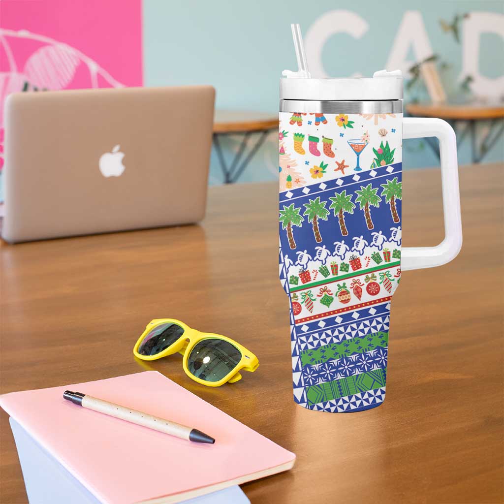 Northern Mariana Islands Christmas Tumbler With Handle Festive Beach Vibes - Polynesian Pride