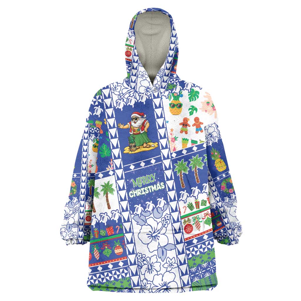 Northern Mariana Islands Christmas Wearable Blanket Hoodie Festive Beach Vibes - Polynesian Pride