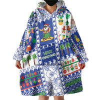 Northern Mariana Islands Christmas Wearable Blanket Hoodie Festive Beach Vibes - Polynesian Pride