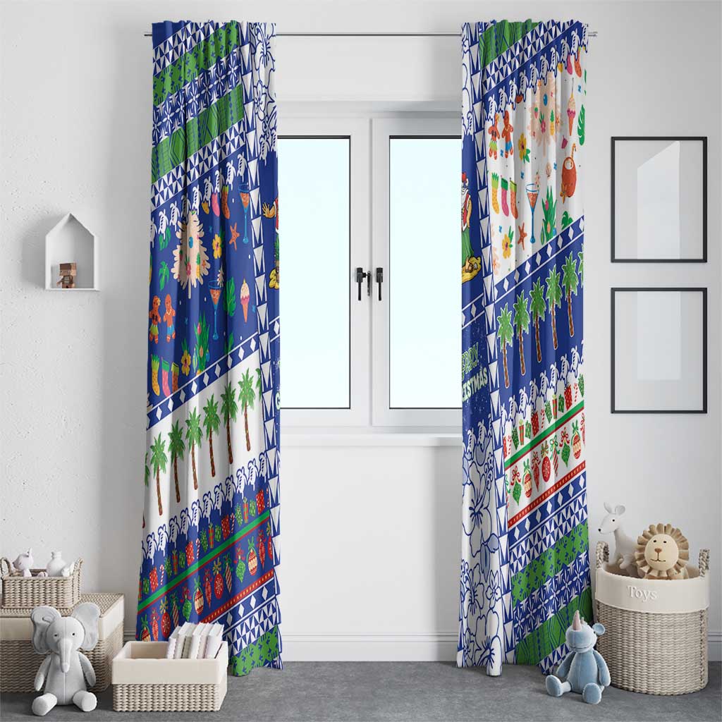 Northern Mariana Islands Christmas Window Curtain Festive Beach Vibes - Polynesian Pride