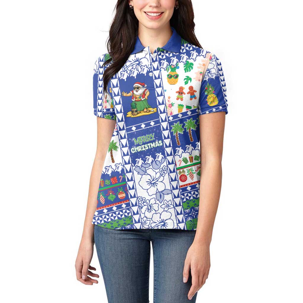 Northern Mariana Islands Christmas Women Polo Shirt Festive Beach Vibes - Polynesian Pride