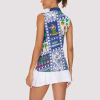 Northern Mariana Islands Christmas Women Sleeveless Polo Shirt Festive Beach Vibes - Polynesian Pride