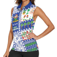 Northern Mariana Islands Christmas Women Sleeveless Polo Shirt Festive Beach Vibes - Polynesian Pride