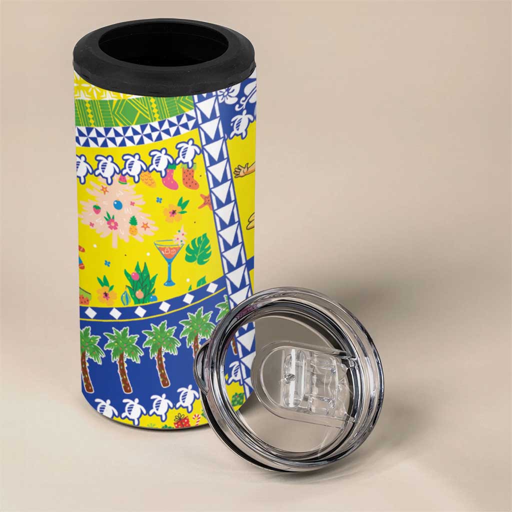 New Caledonia Christmas 4 in 1 Can Cooler Tumbler Festive Beach Vibes - Polynesian Pride