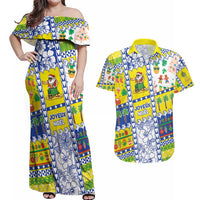 New Caledonia Christmas Couples Matching Off Shoulder Maxi Dress and Hawaiian Shirt Festive Beach Vibes - Polynesian Pride