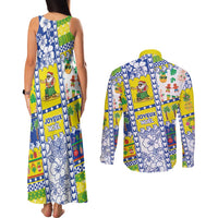 New Caledonia Christmas Couples Matching Tank Maxi Dress and Long Sleeve Button Shirt Festive Beach Vibes - Polynesian Pride