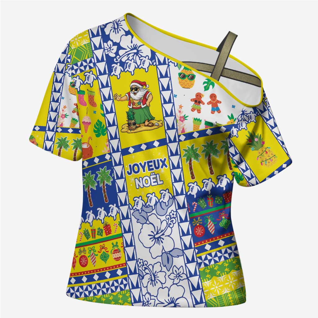 New Caledonia Christmas Cross Shoulder Shirt Festive Beach Vibes - Polynesian Pride