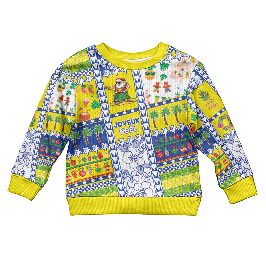 New Caledonia Christmas Kid Ugly Christmas Sweater Festive Beach Vibes LT05 Kid Yellow - Polynesian Pride