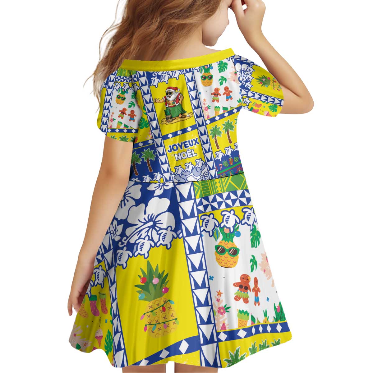 New Caledonia Christmas Kid Short Sleeve Dress Festive Beach Vibes - Polynesian Pride