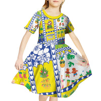 New Caledonia Christmas Kid Short Sleeve Dress Festive Beach Vibes - Polynesian Pride