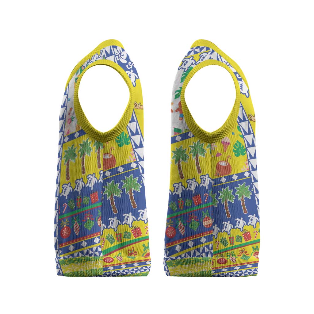 New Caledonia Christmas Knitted V-Neck Vest Festive Beach Vibes LT05 - Polynesian Pride