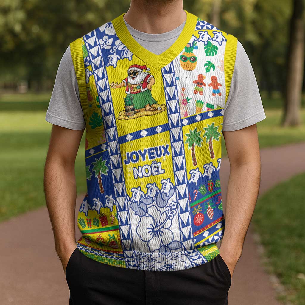 New Caledonia Christmas Knitted V-Neck Vest Festive Beach Vibes LT05 - Polynesian Pride
