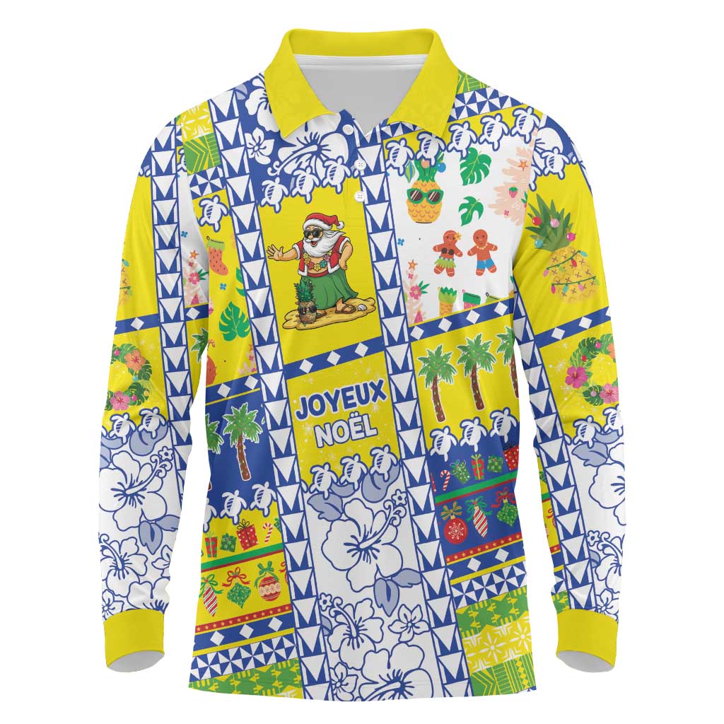 New Caledonia Christmas Long Sleeve Polo Shirt Festive Beach Vibes - Polynesian Pride